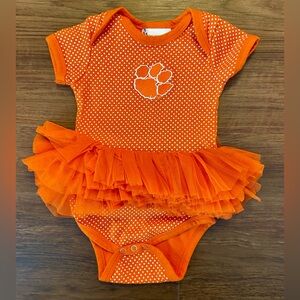 Two Feet Ahead NCAA Clemson Tigers Children Girls Pin Dot Tutu Creeper